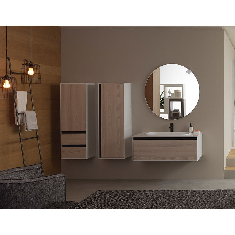 Set mobilier suspendat si lavoar Kolpasan, Pandora, 75 cm, lemn natur