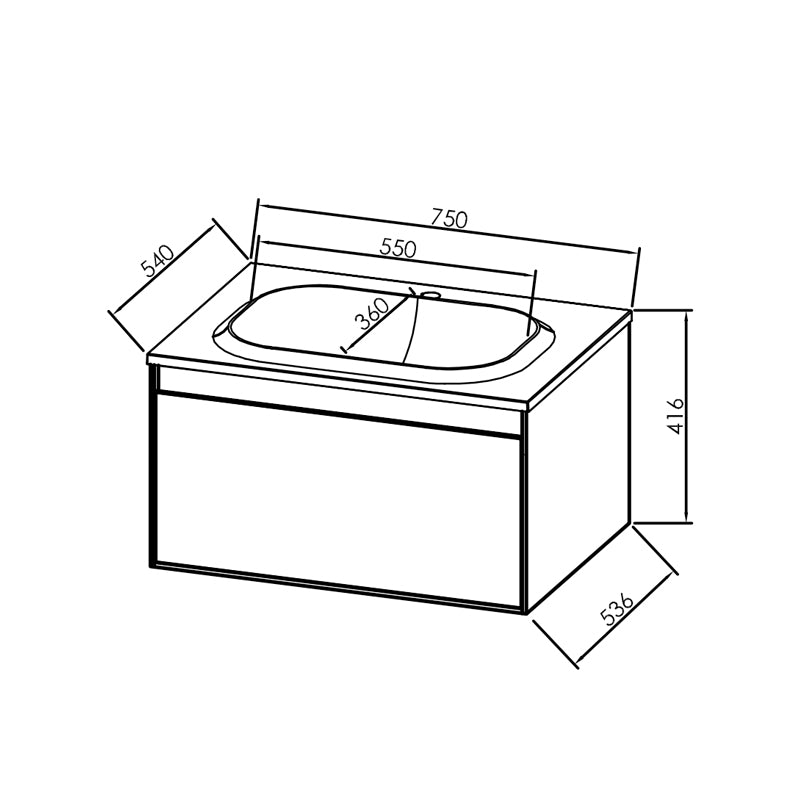 Set mobilier suspendat si lavoar Kolpasan, Pandora, 75 cm, alb