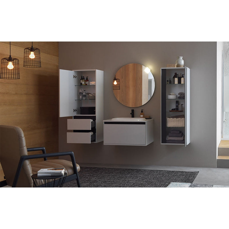 Set mobilier suspendat si lavoar Kolpasan, Pandora, 75 cm, alb