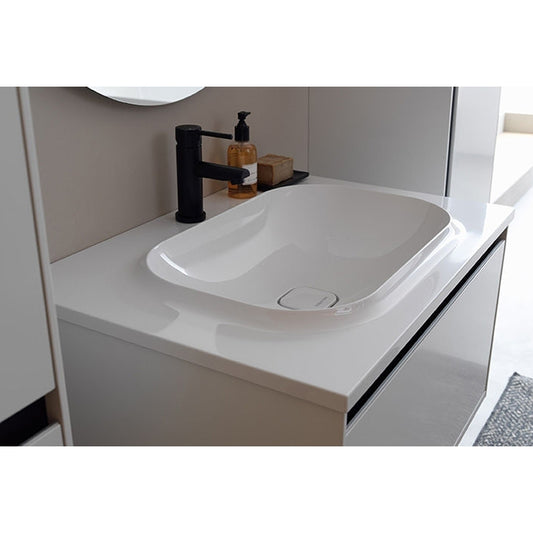 Set mobilier suspendat si lavoar Kolpasan, Pandora, 75 cm, alb