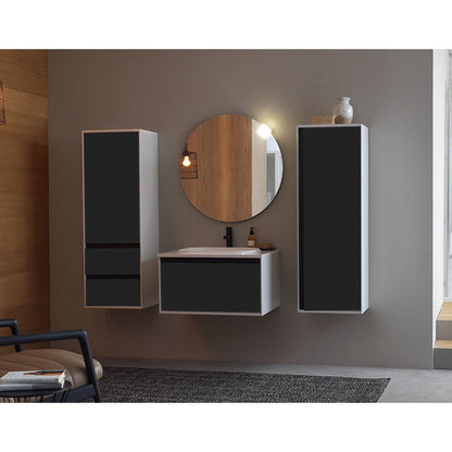 Set mobilier suspendat si lavoar Kolpasan, Pandora, 75 cm, black stone