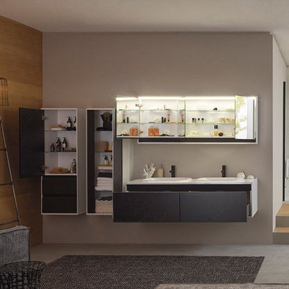 Set mobilier suspendat si lavoar Kolpasan, Pandora, 75 cm, black stone