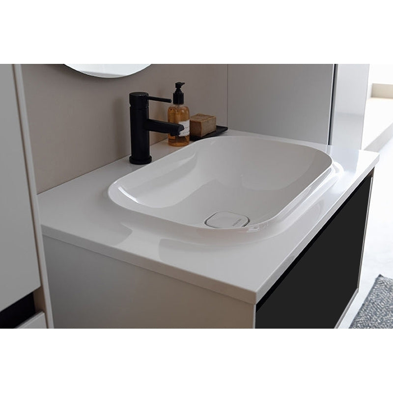 Set mobilier suspendat si lavoar Kolpasan, Pandora, 75 cm, black stone