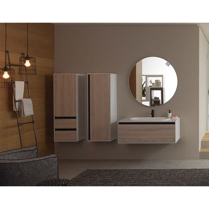 Set mobilier suspendat si lavoar Kolpasan, Pandora, 75 cm, lemn natur