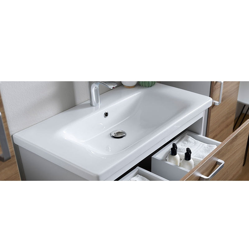 Set mobilier suspendat si lavoar Kolpasan, Evelin, 65 cm, gri antracit