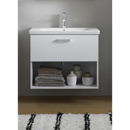 Set mobilier suspendat si lavoar Kolpasan, Evelin, 65 cm, alb