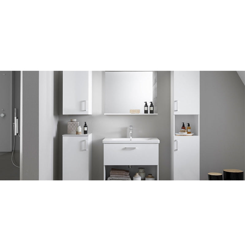 Set mobilier suspendat si lavoar Kolpasan, Evelin, 65 cm, alb