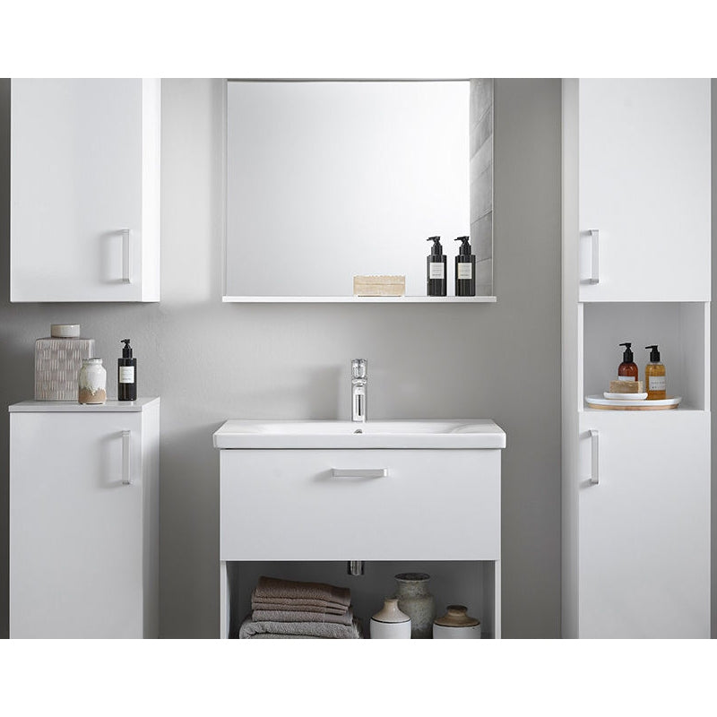 Set mobilier suspendat si lavoar Kolpasan, Evelin, 80 cm, alb