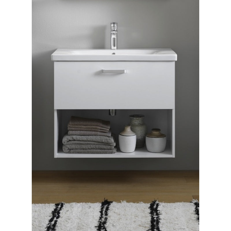 Set mobilier suspendat si lavoar Kolpasan, Evelin, 80 cm, alb