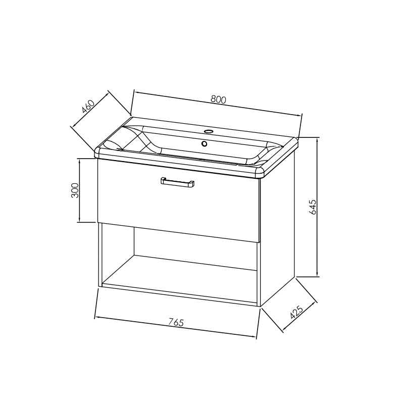 Set mobilier suspendat si lavoar Kolpasan, Evelin, 80 cm, alb