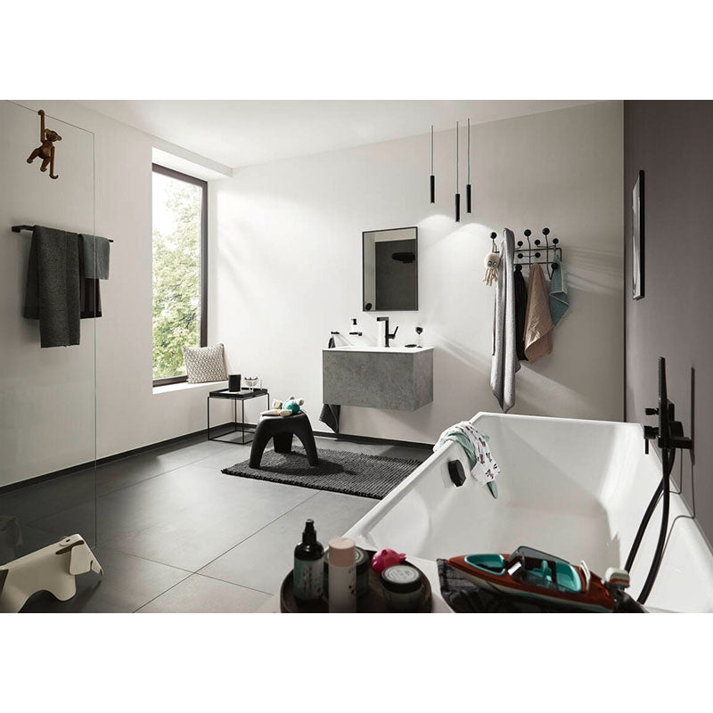 Suport prosop dublu, Hansgrohe, AddStoris, negru mat