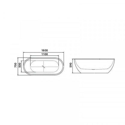 Cada freestanding Florida, Aura P 160, ovală, cu instalație de cadă, alb